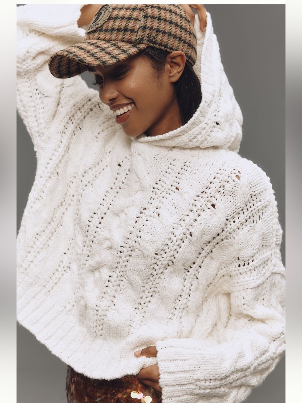 Anthropologie Pilcro Cable-Knit Hooded Pullover Sweater - Size XXS